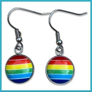 Rainbow Stripe Dangling Earrings